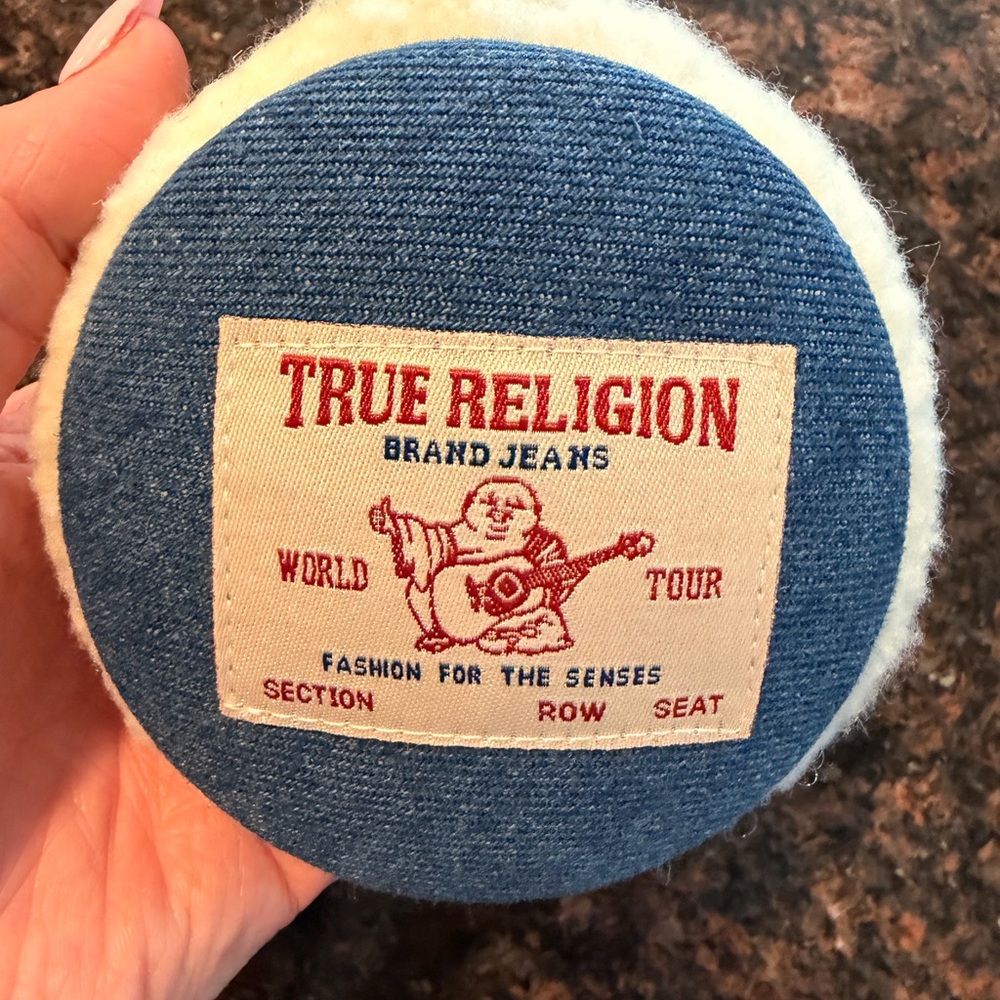 True Religion Blue and Red Denim Ear Muffs